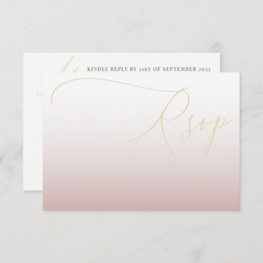 Mariage moderne or et rose Rsvp (Devant / Derrière)