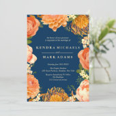 Mariage moderne, Orange Floral Wreath Invitations (Debout devant)