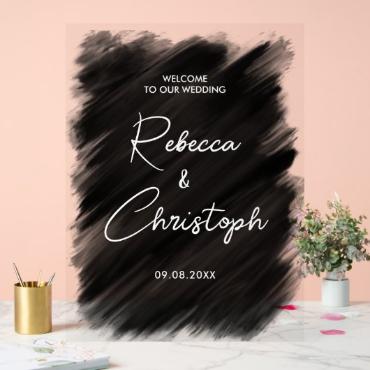 Mariage moderne peint noir accueil acrylique acryl (Mariage)