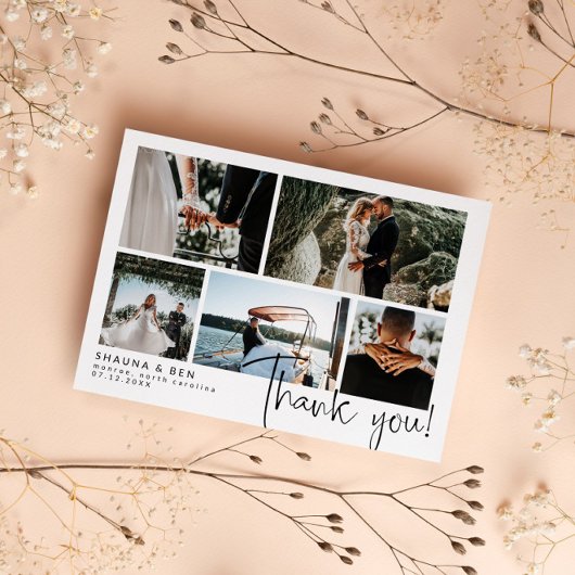 Mariage moderne Photo Collage Merci