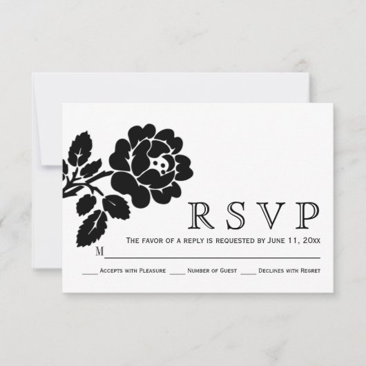 Mariage moderne rose noir et blanc RSVP (Devant)