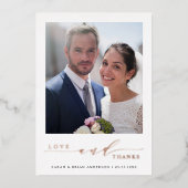 Mariage moderne Rose photo Gold Foil Carte de reme (Recto)