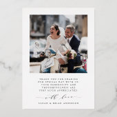 Mariage moderne Rose photo Gold Foil Carte de reme (Verso)