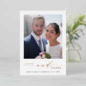 Mariage moderne Rose photo Gold Foil Carte de reme (Debout devant)