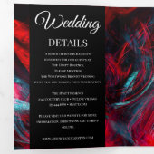 Mariage moderne rouge et noir triple invitation (Intérieur en premier)