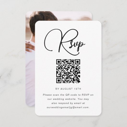 Mariage moderne RSVP avec QR Code et photo (Devant / Derrière)