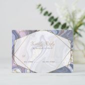 Mariage moderne RSVP Marbleisé violet Rose Agate (Debout devant)