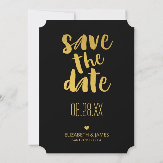 Mariage Moderne Rustique Or Save The Date (Devant)