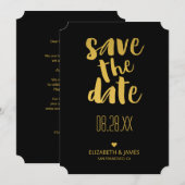 Mariage Moderne Rustique Or Save The Date (Devant / Derrière)