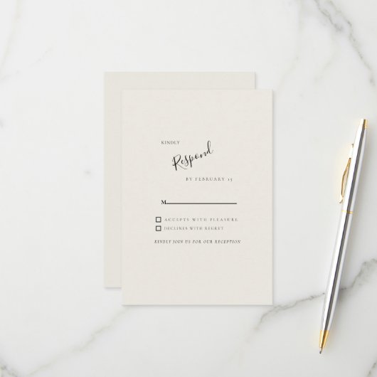 Mariage moderne simple beige RSVP (Devant/Arrière en situation)
