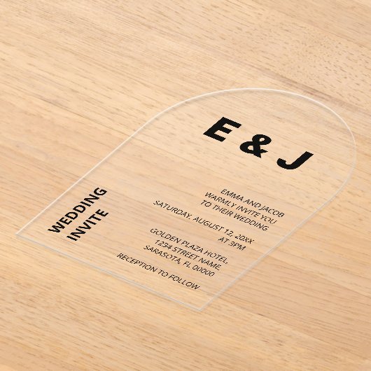 Mariage moderne Simple Bold Acrylique Invitation (Poser)