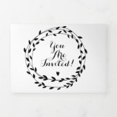 Mariage moderne simple Noir et Blanc Tri-Fold Inv (Page de couverture)