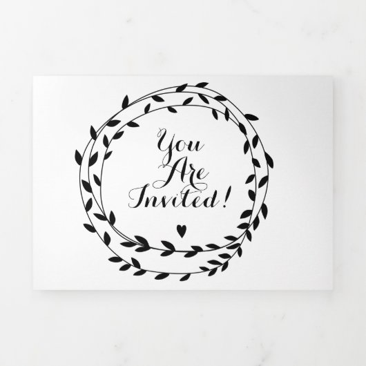 Mariage moderne simple Noir et Blanc Tri-Fold Inv (Page de couverture)