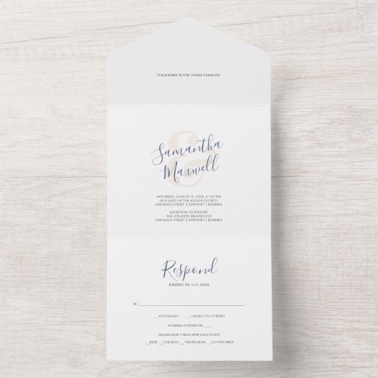 Mariage moderne simple tout en une invitation (À l'intérieur)