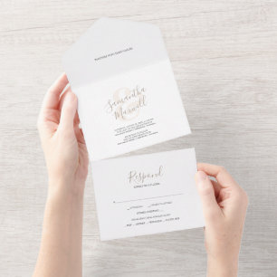 Mariage moderne simple tout en une invitation