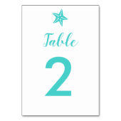 Mariage moderne Starfish Carte Numéro de table, Aq (Dos)