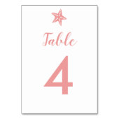 Mariage moderne Starfish Numéro de table Carte, ro (Dos)