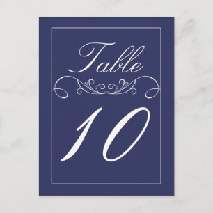 Mariage moderne Swirl Marine Carte Numéro de table