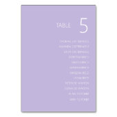 Mariage moderne violet carte numéro de table avec  (Dos)