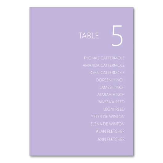 Mariage moderne violet carte numéro de table avec  (Par défaut)
