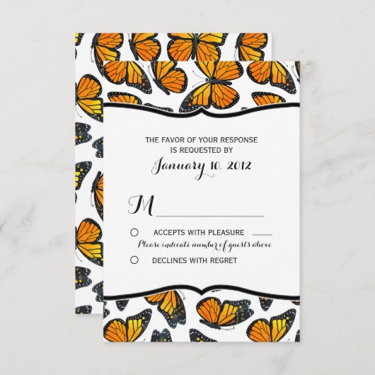 Mariage Monarque Papillon RSVP (Devant / Derrière)