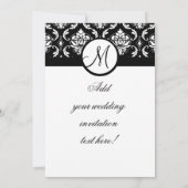 Mariage Monogram Damask Black & White Invitation (Dos)