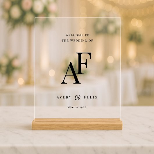 Mariage Monogram Élégant minimaliste Accueil