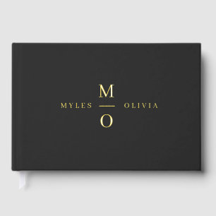Mariage Monogram élégant noir et or