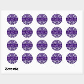 Mariage Monogram K Purple Damask Faveur Sticker (Feuille)