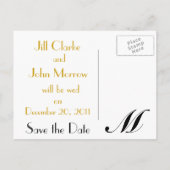 Mariage Monogram M Faire-part Card Gold Black (Dos)