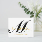 Mariage Monogram M Faire-part Card Gold Black (Debout devant)