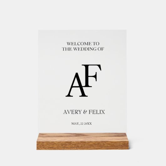 Mariage Monogram noir et blanc Elegant invité (Recto)