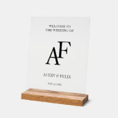 Mariage Monogram noir et blanc Elegant invité (Angle)