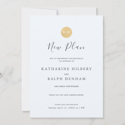 Mariage Monogramme bleu Nouveau plan Faire-part (Devant)