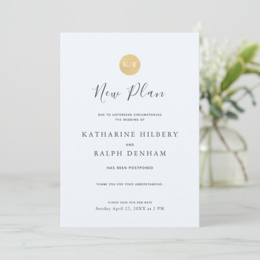 Mariage Monogramme bleu Nouveau plan Faire-part (Debout devant)