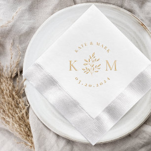 Mariage Monogramme Classique à Feuillage Élégant