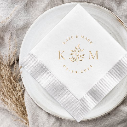 Mariage Monogramme Classique à Feuillage Élégant
