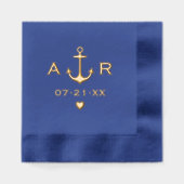 Mariage Monogramme Cœur Ancre Navy (Recto)