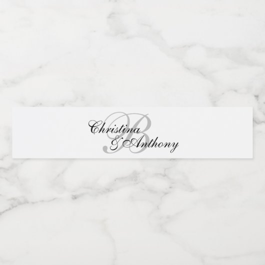 Mariage Monogramme Custom Water Bottle Étiquette (Étiquettes simples)