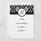 Mariage Monogramme Damask Invitation Papier Linge (Dos)
