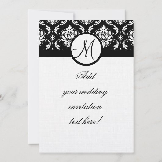 Mariage Monogramme Damask Invitation Papier Linge (Dos)