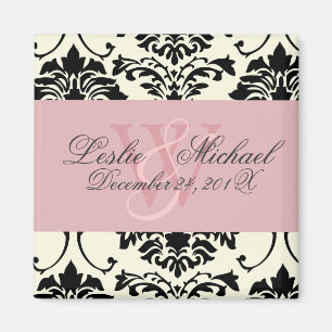 Mariage Monogramme Damassé, Aimants