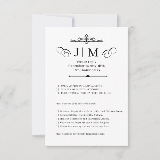 Mariage Monogramme de Calligraphie Classique RSVP (Devant)