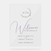 Mariage monogramme du feuillage vert mauve (Recto)