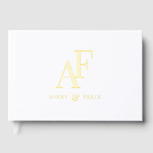 Mariage Monogramme Élégant Fond Or Simple