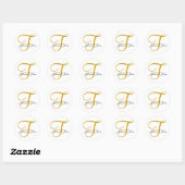 Mariage Monogramme F plus Sticker Gold de prénoms (Feuille)