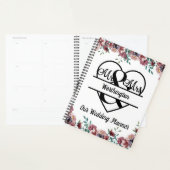 Mariage Monogramme Fleurs Roses Nom Coeur (Devant avec enveloppe)