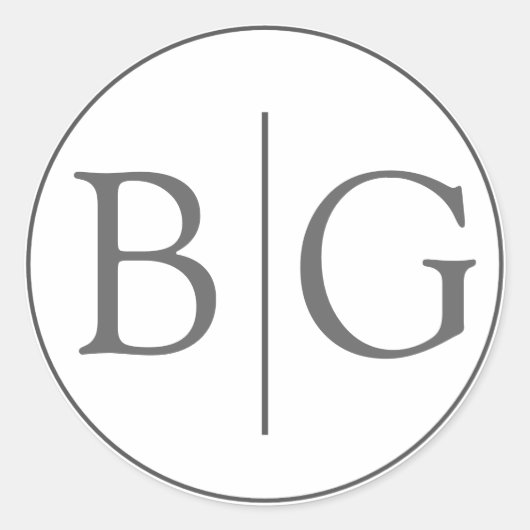 Mariage Monogramme Gris Mariage Faveur Stickers (Devant)