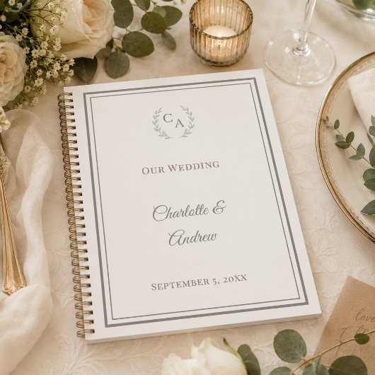 Mariage monogrammé ivoire taupe