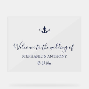 Mariage Monogramme Marine Bleu Ancre